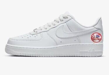 Men's New York Yankees Air Force 1 Low White Shoes 001